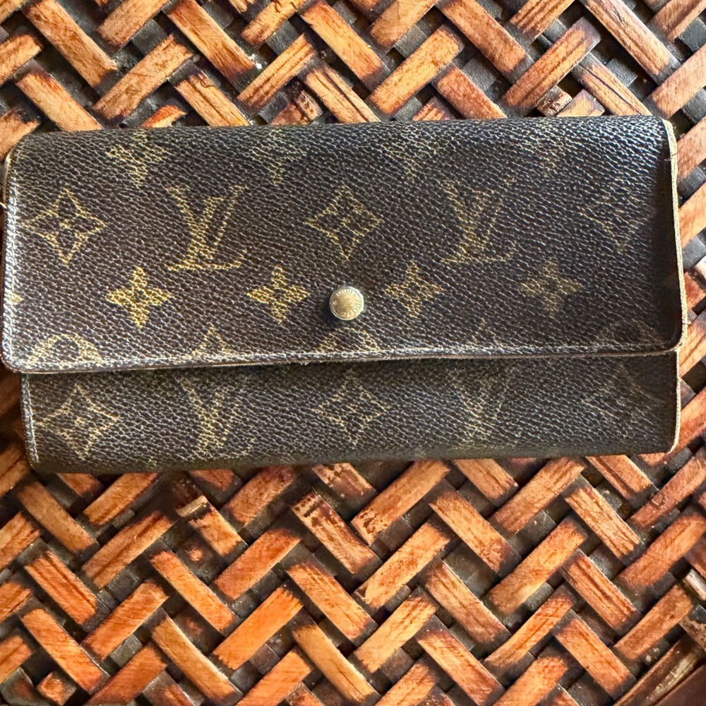 Louis Vuitton Vintage Brown Monogram Long Wallet Classic‎ Designer Authentic